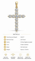 2.68 CT Lab-Grown Diamond Cross Pendant (VS/F) in 14K Gold – Iced Out Cross Charm