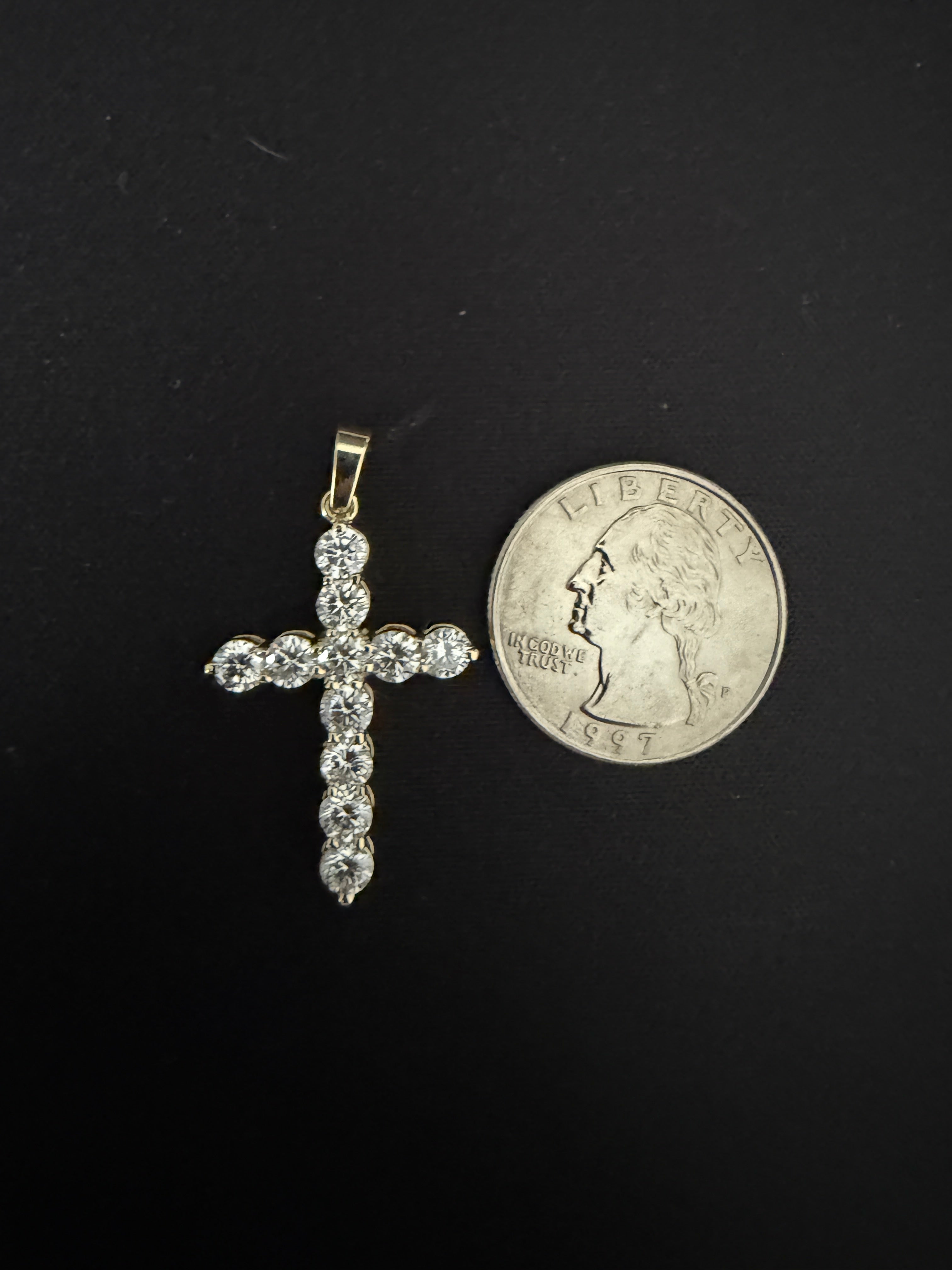2.68 CT Lab-Grown Diamond Cross Pendant (VS/F) in 14K Gold – Iced Out Cross Charm